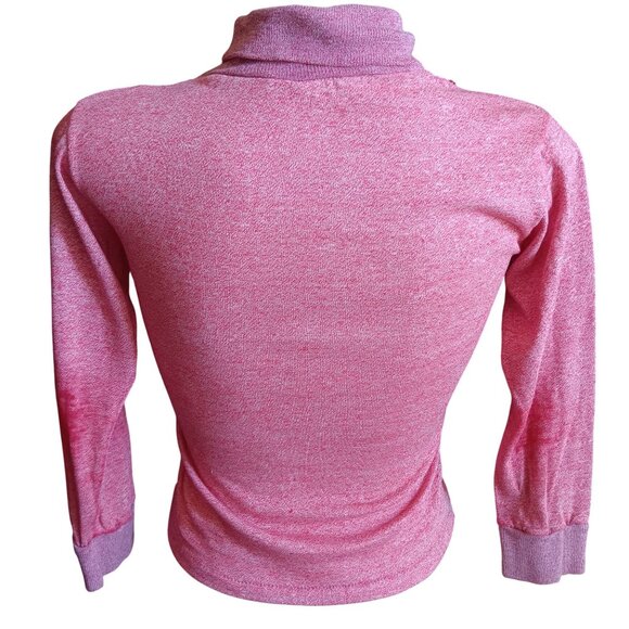 XS Vintage T-shirt Single Stitch 1970's Pink Turtleneck Long Sleeve Buttery Thin - Picture 7 of 8